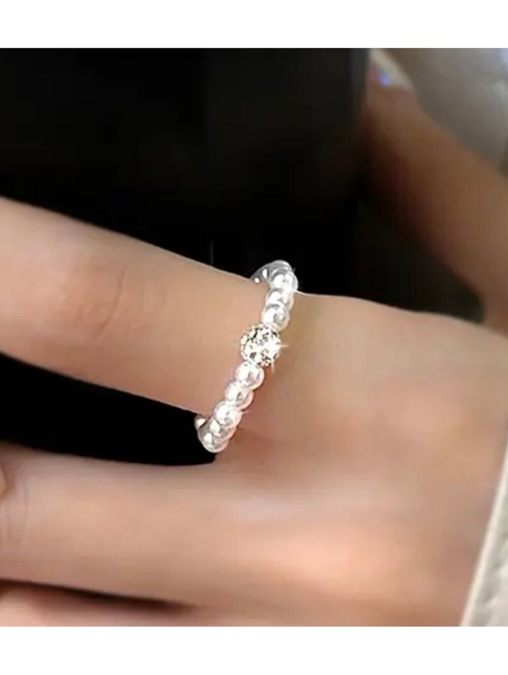 New - Unique - Simple - Elegant - White Beaded Ring